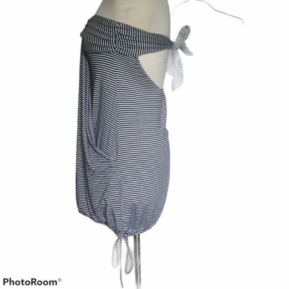 AUW BlueWhite Stripe Strapless Mini Dress - S - Picture 4 of 12